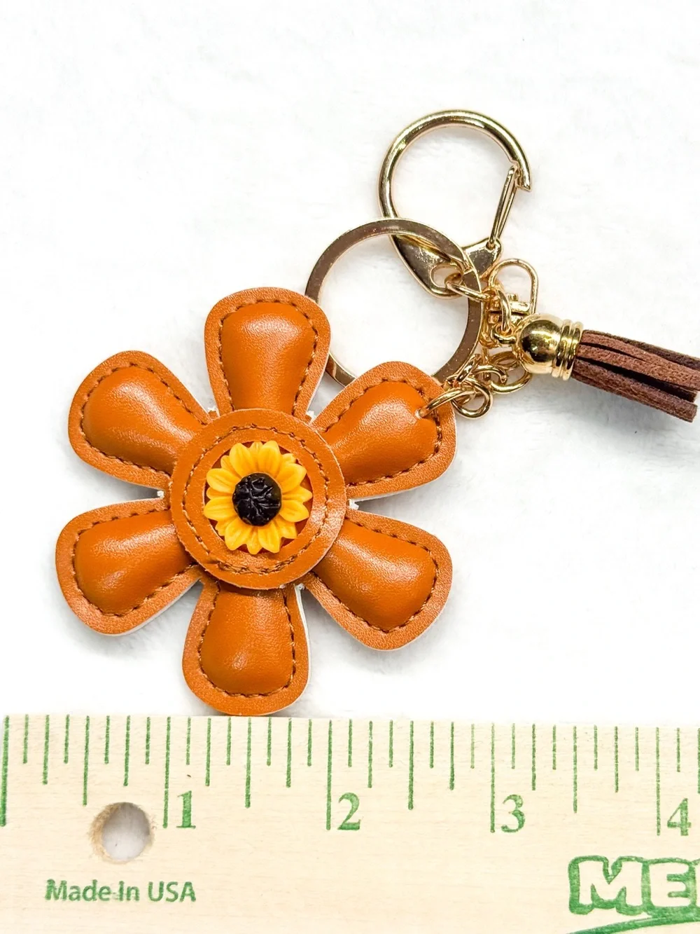 Brown Flower & Sunflower Bag Charm Keychain